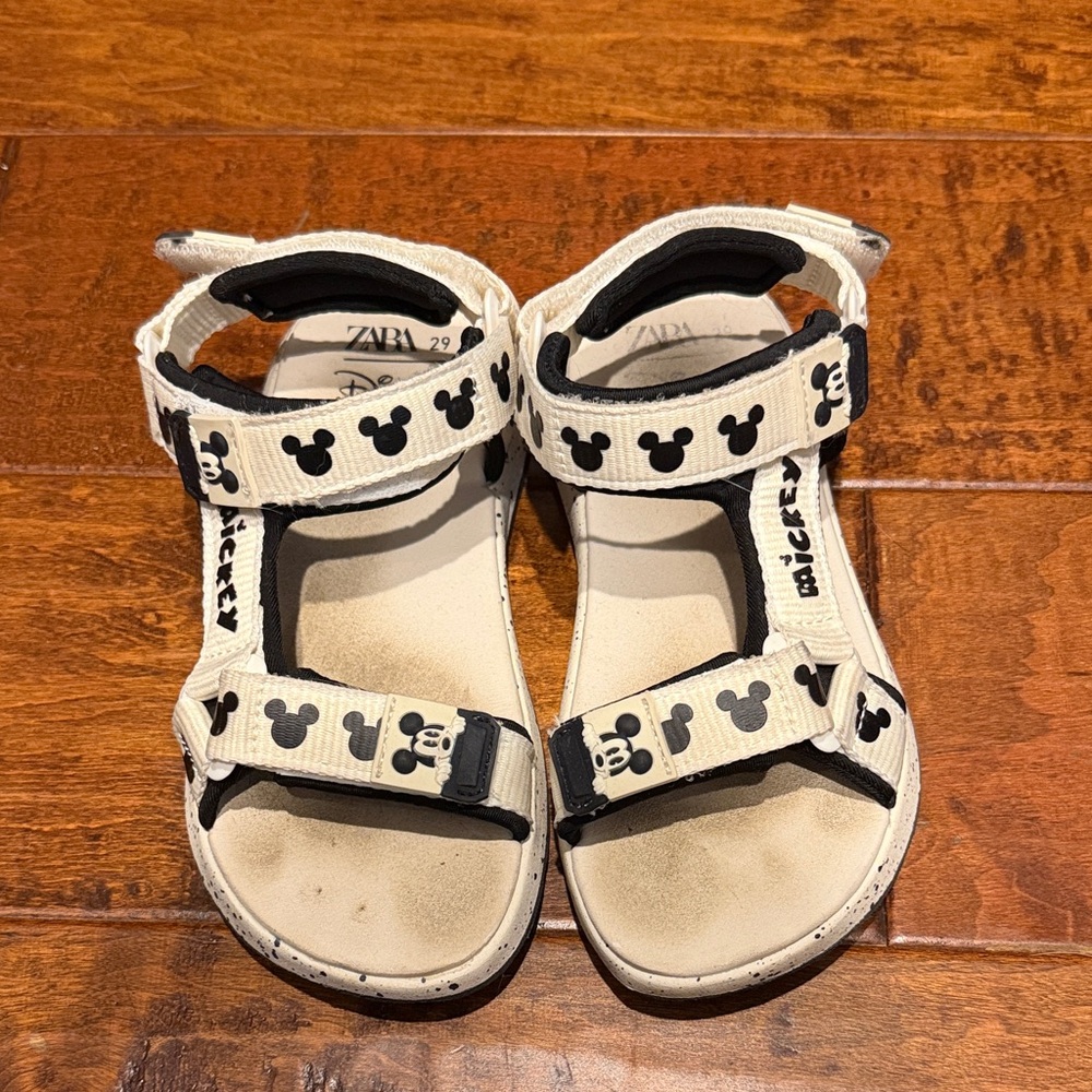 Zara Kids Sandals with Mickey Mouse Design - Cream and Black